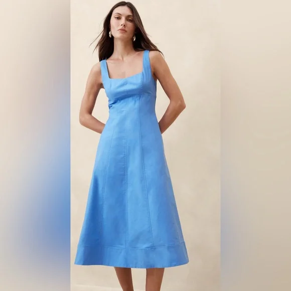knee length dresses for ladies Trisha Square Neck Midi Dress main image 0